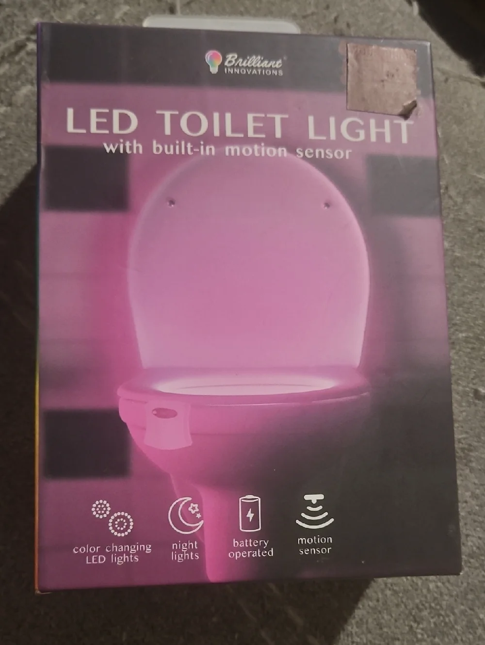 Pink LED Toilet Light with Motion Sensor With 8 Different Colors